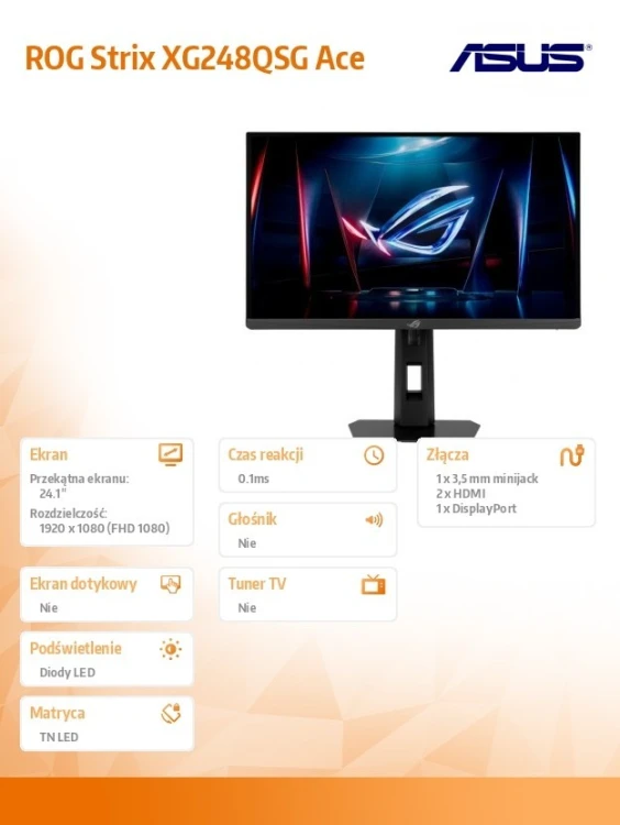 Asus Monitor 24 cale Rog Strix XG248QSG Ace 610Hz 2xHDMI DP