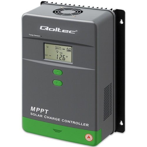 Qoltec Solarny regulator ładowania MPPT z czujnikiem temperatury 50A |  12V/24V | LCD | Bluetooth | APP | GEL | LiFePO4