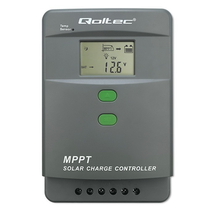 Qoltec Solarny regulator ładowania MPPT z czujnikiem temperatury 60A |  12V/24V | LCD | Bluetooth | APP | GEL | LiFePO4