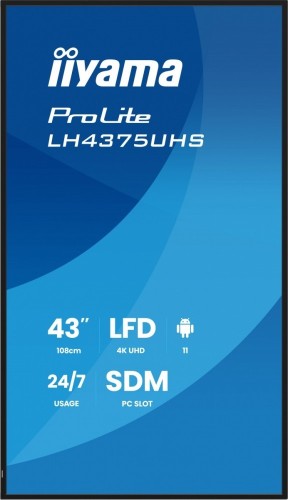 IIYAMA Monitor 43 cale LH4375UHS-B2AG,24/7,IPS,ANDROID.11,4K, WiFi,          iiSignage2, FailOver, EShare, 24/7, full daisy chain