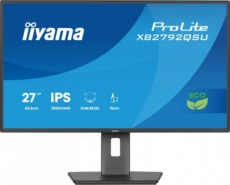 IIYAMA Monitor 27 cali XB2792QSU-B1   IPS,QHD, HAS (150) PIVOT,              120Hz,HDMI,DP, 350cd,1500:1, cienkie ramki, 2xUSB 3.2, ErP B