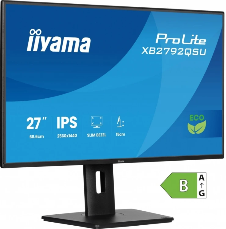 IIYAMA Monitor 27 cali XB2792QSU-B1   IPS,QHD, HAS (150) PIVOT,              120Hz,HDMI,DP, 350cd,1500:1, cienkie ramki, 2xUSB 3.2, ErP B