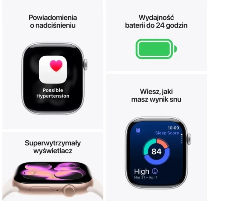 Apple Watch Series 11 GPS + Cellular, koperta 46 mm z tytanu w kolorze naturalnym, pasek sportowy w kolorze górskiej szarości - rozmiar M/L