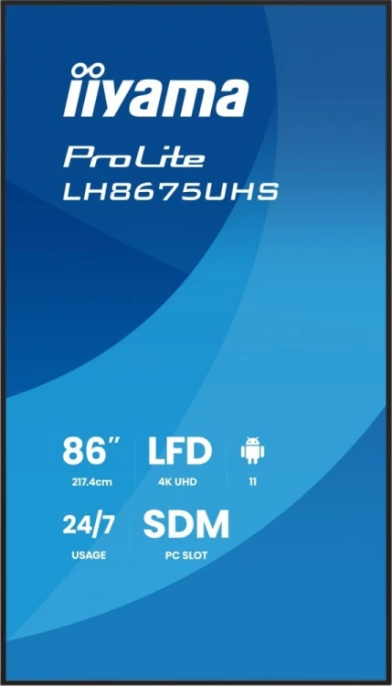 IIYAMA Monitor 86 cali LH8675UHS-B2AG,24/7,IPS,ANDROID.11,4K,  WiFi,         iiSignage2, FailOver, EShare, 24/7, full daisy chain