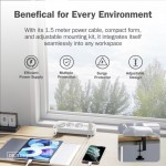 Digitus Listwa zasilająca biurkowa, 3 gniazda Schuko, 2x USB-A (2x 12W), 1x USB-C (30W) z zaciskiem na blat, kabel 1,5m, biała