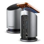 AXAGON HMC-WL9 Wieloportowy hub USB 9in1, 10Gbps, 3xUSB-A, 1xUSB-C, DP 8K/60Hz, HDMI 4K/60Hz, PD 100W, GLAN, 100cm USB-C kabel, wireless charging 15W