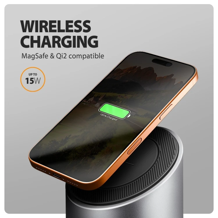 AXAGON HMC-WL9 Wieloportowy hub USB 9in1, 10Gbps, 3xUSB-A, 1xUSB-C, DP 8K/60Hz, HDMI 4K/60Hz, PD 100W, GLAN, 100cm USB-C kabel, wireless charging 15W