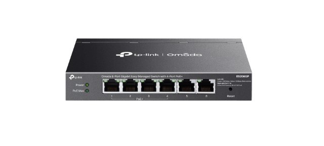 TP-LINK Przełącznik Omada 6-Port ES206GP  Easy Managed Switch with 4-Port PoE+    PORT: 4× Gigabit PoE+ Ports, 2x Gigabit Non-PoE Ports