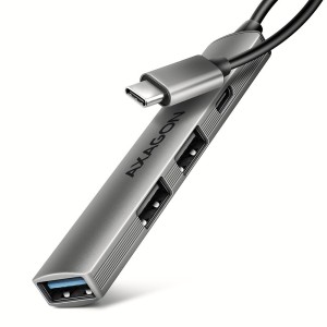 AXAGON HUE-STC HUB 4-portowy  1x USB-A 5Gbps, 2x USB2.0 + 1x USB-C 2.0, 12cm kabel USB-C