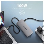 AXAGON HMC-CUB83X2 Wieloportovy hub USB 7in1, 10Gbps, 2x USB-A, 1x USB-C, 1x HDMI 4K/144Hz, DP 8K/30Hz, GLAN, PD 100W, 15cm USB-C kabel