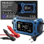 Qoltec Mikroprocesorowa ładowarka 12V 15A | Prostownik z funkcją naprawy i podtrzymania zasilania podczas wymiany akumulatora | do AGM GEL LiFePO4 |