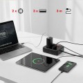 Maclean Listwa zasilająca MCE388 B 2 gniazda, 3xUSB, 110-240V AC 50/60Hz, 2.1A max 2500W, 3m czarna