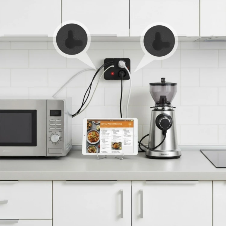 Maclean Listwa zasilająca MCE388 B 2 gniazda, 3xUSB, 110-240V AC 50/60Hz, 2.1A max 2500W, 3m czarna