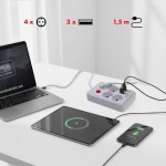 Maclean Listwa zasilająca MCE392 W 4 gniazda 3xUSB, 110-240V AC 50/60Hz, 2.1A max 2500W 1,5m biała