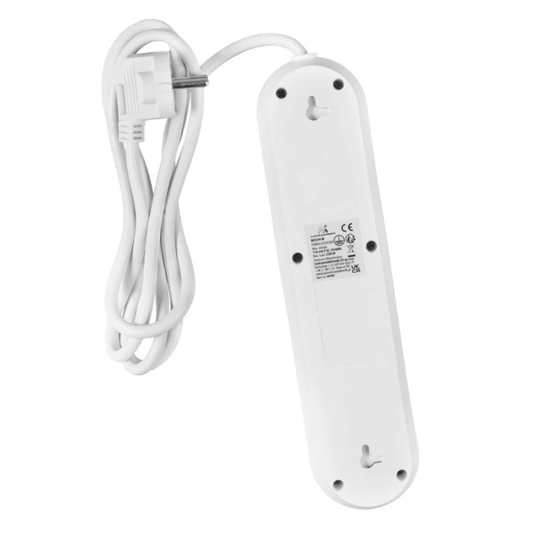 Maclean Listwa zasilająca MCE394 W 3 gniazda 3xUSB, 110-240V AC 50/60, 2.1A max 2500W, biała