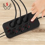 Maclean Listwa zasilająca MCE389 B 6 gniazd 4xUSB-A, 1xUSB-C 110-240V AC 50/60Hz, 2.1A max 2500W, czarna
