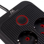 Maclean Listwa zasilająca MCE389 B 6 gniazd 4xUSB-A, 1xUSB-C 110-240V AC 50/60Hz, 2.1A max 2500W, czarna