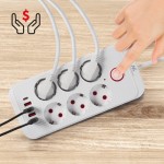 Maclean Listwa zasilająca MCE391 W 6 gniazd 4xUSB-A 1xUSB-C 110-240V AC 50/60Hz, 2.1A max 2500W, biała