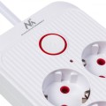 Maclean Listwa zasilająca MCE391 W 6 gniazd 4xUSB-A 1xUSB-C 110-240V AC 50/60Hz, 2.1A max 2500W, biała