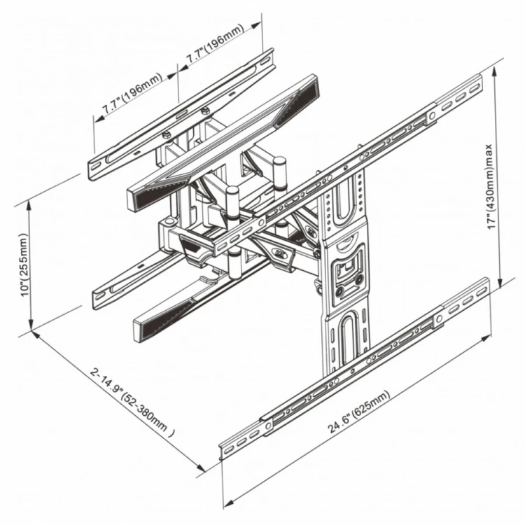 ART Uchwyt do TV LCD/LED 40-75" 45KG AR-99 reg.pion/poziom 52-380mm max VESA 600x400