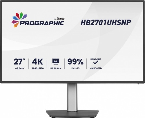 IIYAMA Monitor 27 cali ProGraphic HB2701UHSNP-B1 4K,IPS BLACK 2.0,450cd,VESA USB-c dock(PD:96W),HDMI,DP,DAISY/CHAIN,4xUSB,RJ45,3000:1,sRGB:100%,DCI-P3