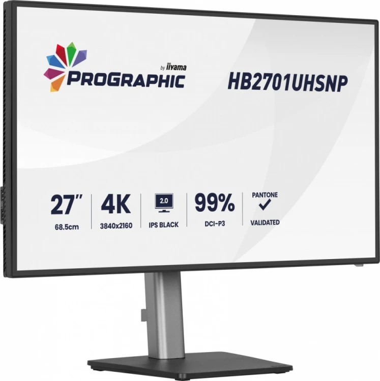 IIYAMA Monitor 27 cali ProGraphic HB2701UHSNP-B1 4K,IPS BLACK 2.0,450cd,VESA USB-c dock(PD:96W),HDMI,DP,DAISY/CHAIN,4xUSB,RJ45,3000:1,sRGB:100%,DCI-P3