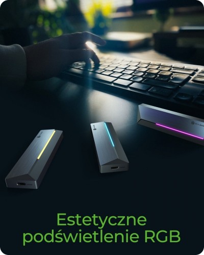 IcyBox Obudowa dysku IB-1826MCL-CU31 M.2 NVMe i SATA obudowa, RGB lighting, USB 3.2 Gen 2, 10 Gbps