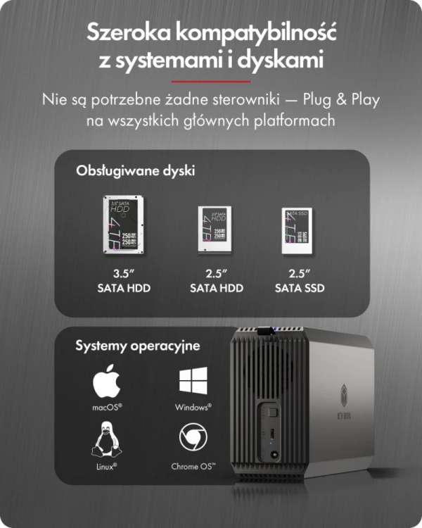 IcyBox Obudowa IB-RD3720-CU3 RAID 2x2,5/3,5 SATA HDD