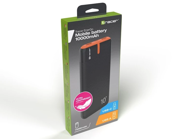 Tracer PowerBank EnerGo 10000mAh czarno-pomarańczowy