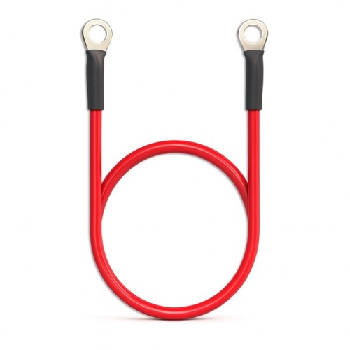 Qoltec Przewód akumulatorowy z końcówkami konektorowymi M8 | Kabel z     oczkiem 8mm | 60cm | Czerwony