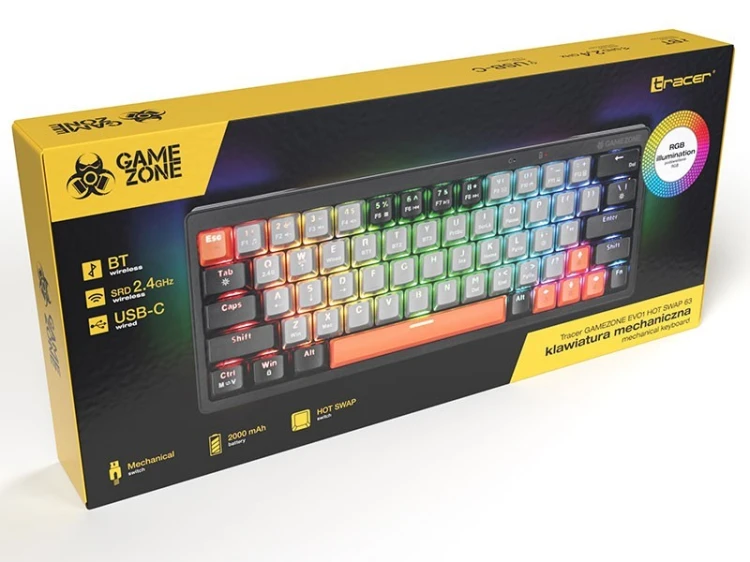 Tracer Klawiatura mechaniczna Gamezone EVO1 HOT SWAP 63 Szary