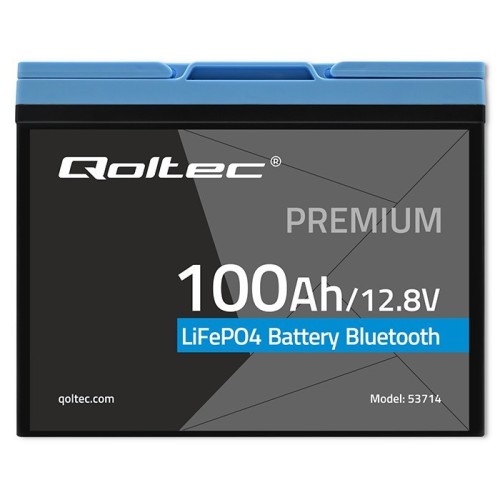 Qoltec Akumulator LiFePO4 Litowo-Żelazowo-Fosforanowy | 12.8V | 100Ah | 1280Wh | Bluetooth | BMS