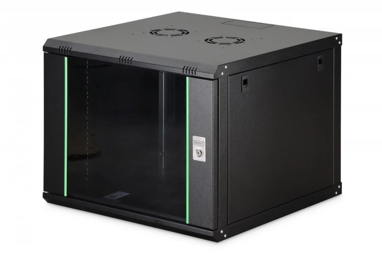 Digitus Szafa sieciowa wisząca Dynamic 19" 9U rack 474x600x600mm, drzwi szyba, czarna, niezłożona, 60kg