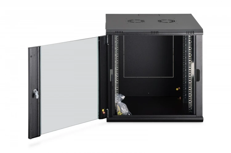 Digitus Szafa sieciowa wisząca Dynamic 19" 12U rack 607x600x600mm, drzwi szyba, czarna, niezłożona, 60kg