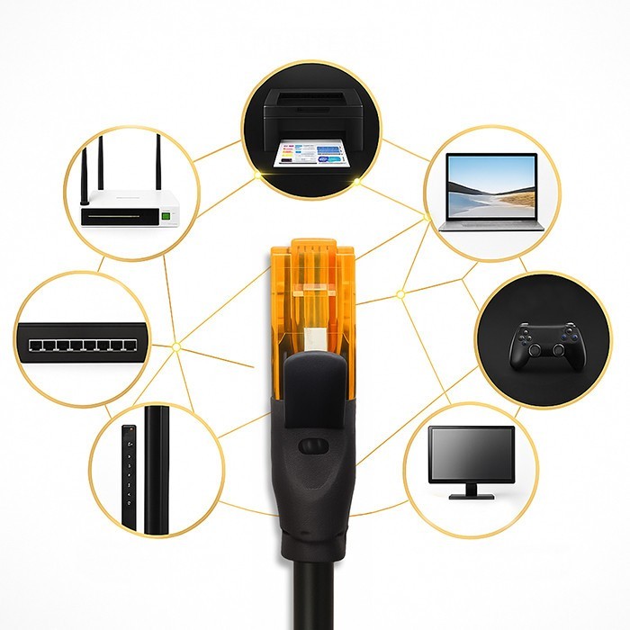 Qoltec Kabel patchcord UTP | kat.6 | 2 x RJ-45 | High speed 1Gb/s |     Pozłacane styki | 30m | Czarny