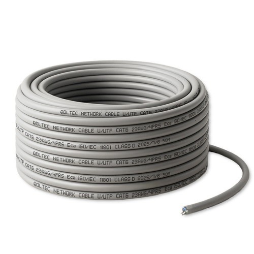 Qoltec Kabel patchcord sieciowy skrętka UTP | Miedziany Cu | CAT6 | Highspeed 1Gb/s | LAN | 50m | Szary