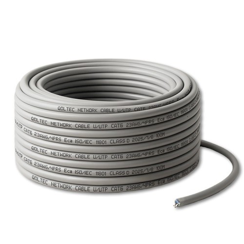 Qoltec Kabel patchcord sieciowy skrętka UTP | Miedziany Cu | CAT6 | Highspeed 1Gb/s | LAN | 100m | Szary