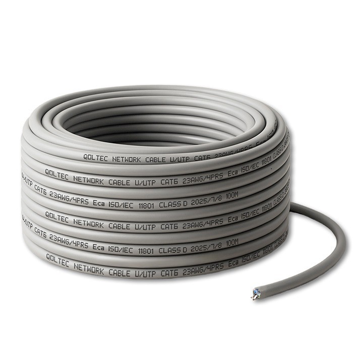 Qoltec Kabel patchcord sieciowy skrętka UTP | Miedziany Cu | CAT6 | Highspeed 1Gb/s | LAN | 100m | Szary