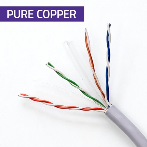 Qoltec Kabel patchcord sieciowy skrętka UTP | Miedziany Cu | CAT6 | Highspeed 1Gb/s | LAN | 100m | Szary