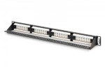 Digitus Panel krosowy (patch panel) 19'' 24x RJ45, LSA pion, kat.6, nieekranowany, 1U, prowadnica kabli, pola opisowe, Czarny