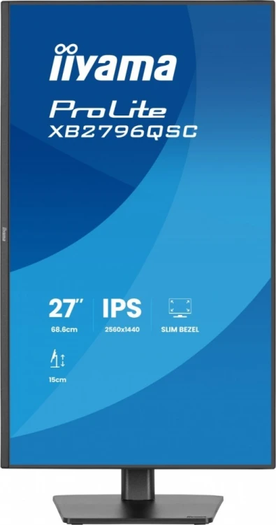 IIYAMA Monitor ProLite 27 cali XB2796QSC-B1 IPS,QHD,HDMI,USB-C (PD 65W),75Hz, 350cd, 1xUSB 3.2 , 1xUSB-C, 2x2W, HAS 150/PIVOT/obrót stopy 360st