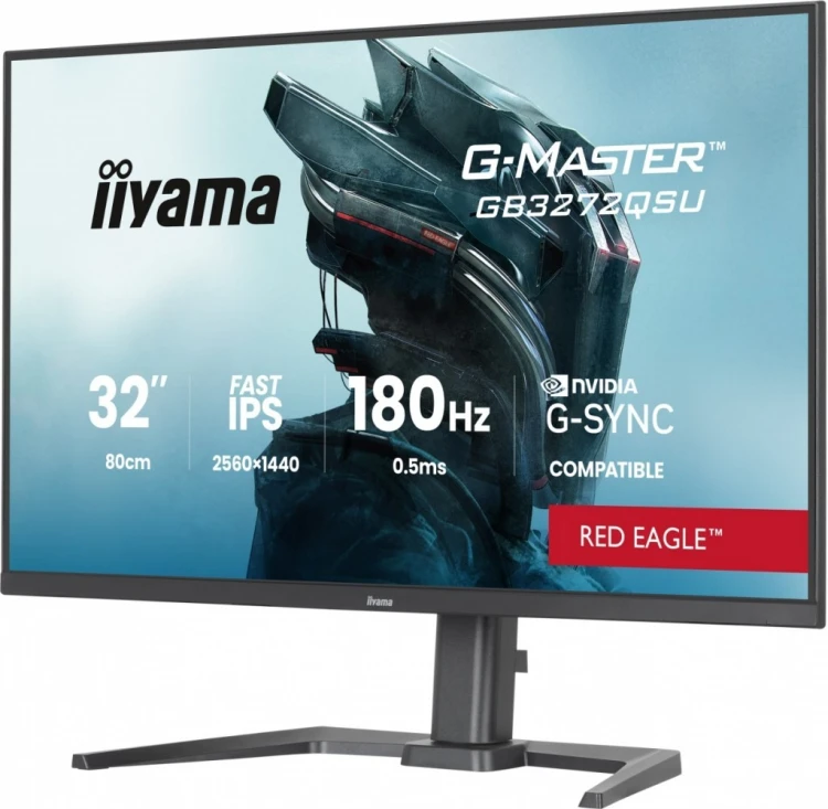 IIYAMA Monitor 31.5 cala GB3272QSU-B1 QHD,IPS,180Hz,2xHDMI,DP,400CD,          2xUSB 3.2 , 2xUSB-C,G-SYNC Compatible, 2x5W, , HAS 150