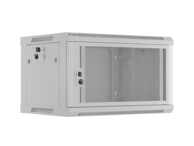Lanberg Szafa instalacyjna rack wisząca 19 cali 6U 600x450 drzwi perforowane (flat pack) szara