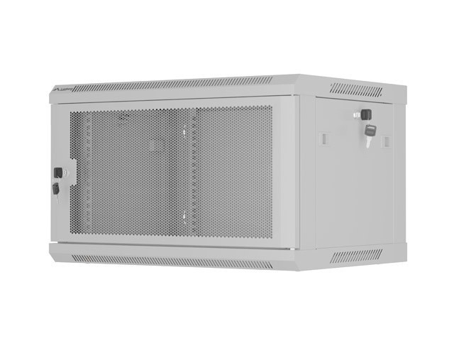 Lanberg Szafa instalacyjna rack wisząca 19 cali 6U 600x450 drzwi perforowane (flat pack) szara