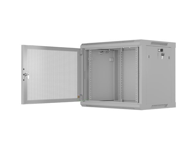 Lanberg Szafa instalacyjna rack wisząca 19 cali 9U 600x450 drzwi perforowane (flat pack) szara