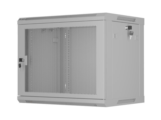 Lanberg Szafa instalacyjna rack wisząca 19 cali 9U 600x450 drzwi perforowane (flat pack) szara
