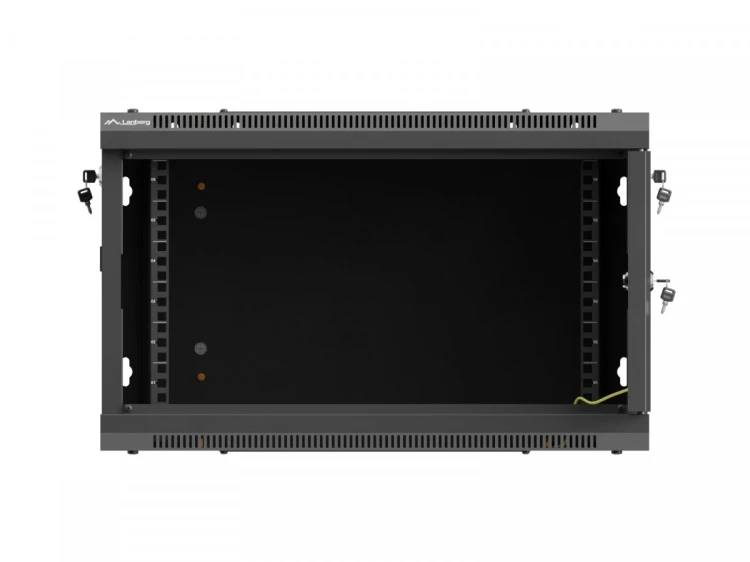 Lanberg Szafa instalacyjna rack wisząca 19 cali 6U 600x600 czarna drzwi perforowane (flat pack)
