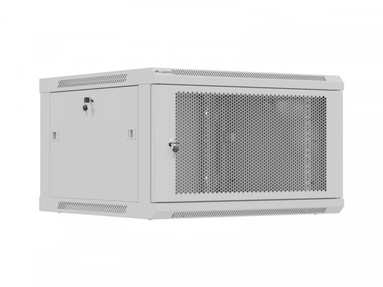 Lanberg Szafa instalacyjna rack wisząca 19 cali 6U 600x600 szara drzwi perforowane (flat pack)