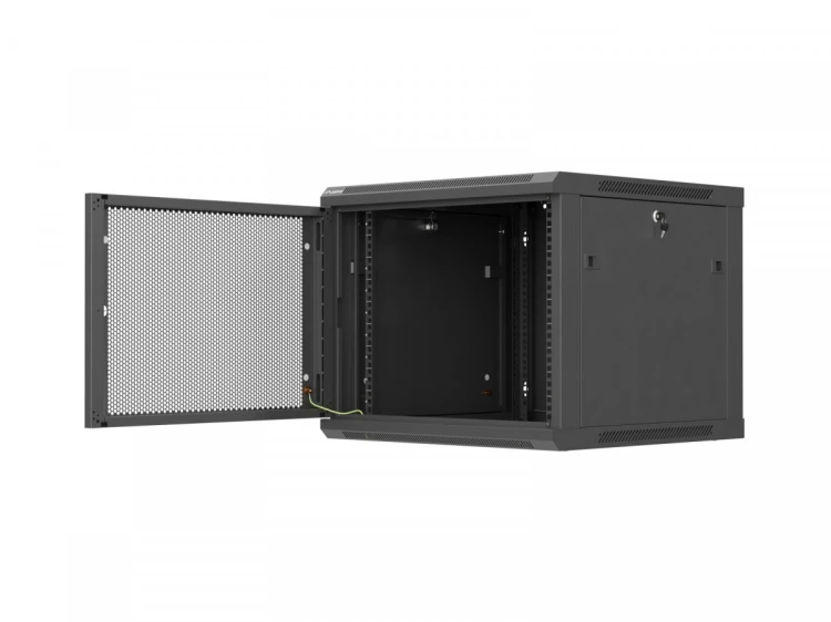 Lanberg Szafa instalacyjna rack wisząca 19 cali 9U 600x600 czarna drzwi     perforownae ( flat pack)