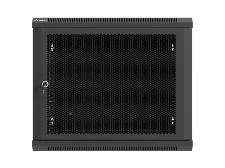 Lanberg Szafa instalacyjna rack wisząca 19 cali 9U 600x600 czarna drzwi     perforownae ( flat pack)